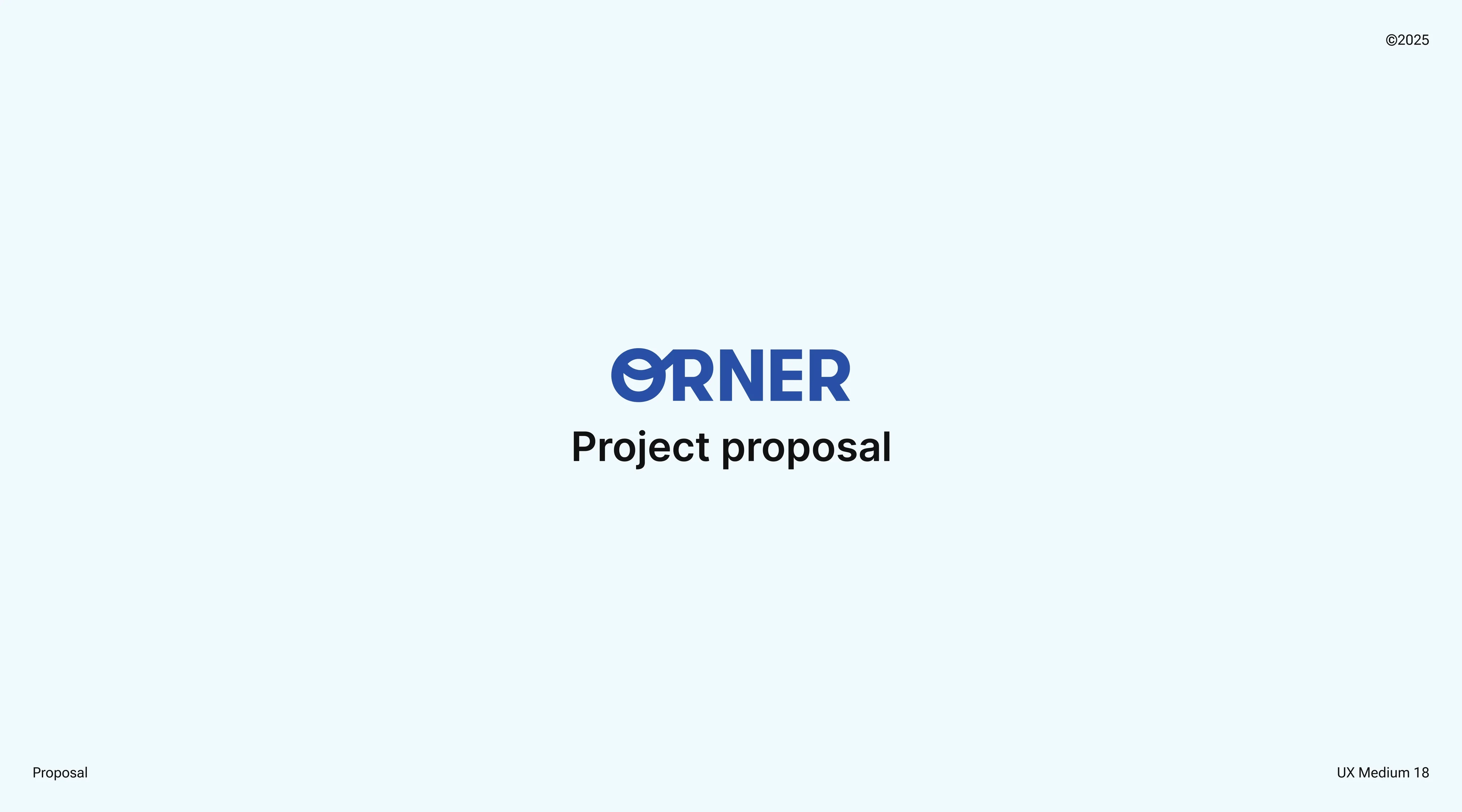 ORNER project proposal title slide, cover page